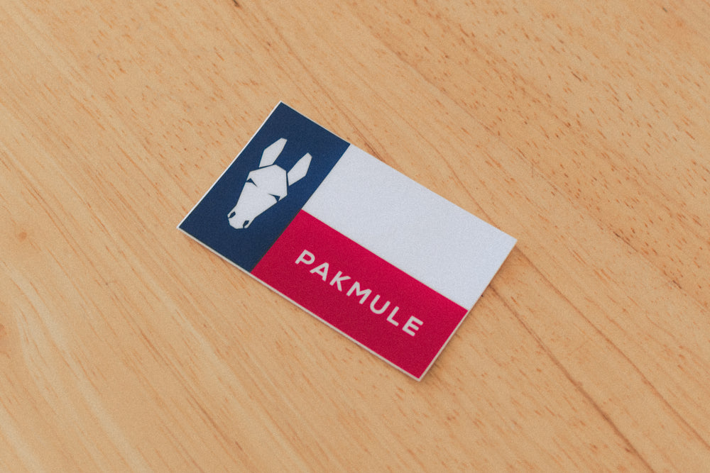 Pakmule Texas Flag Sticker